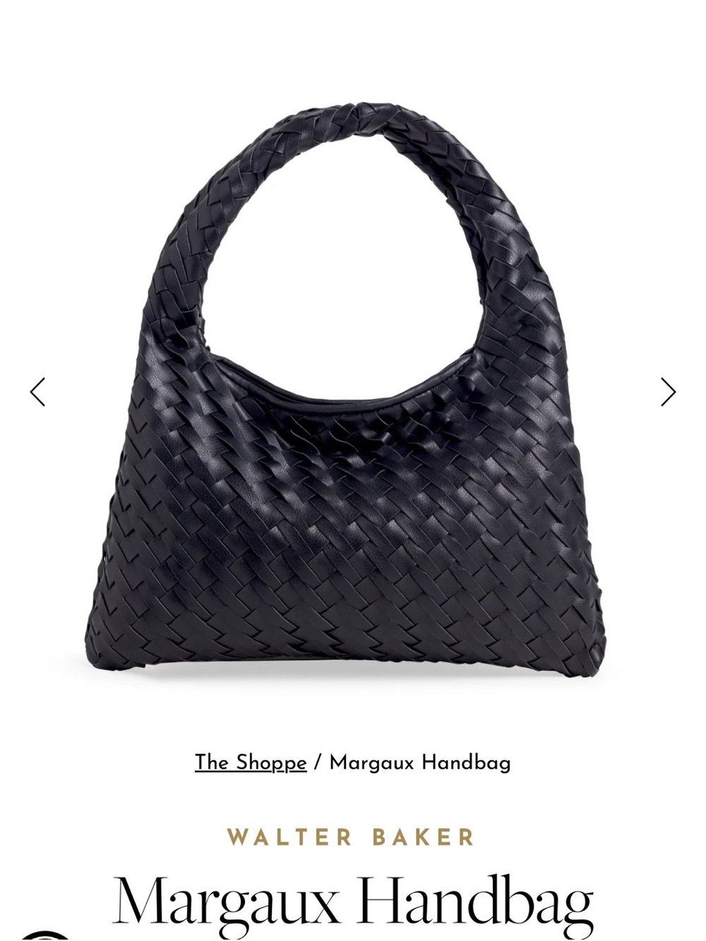 Walter Baker Margaux Shoulder Bag - Black Woven Hobo